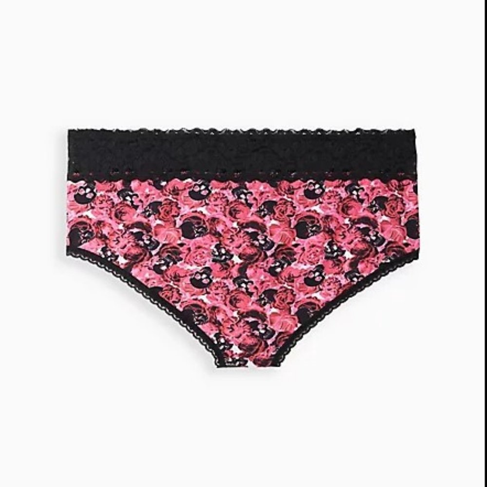 Torrid WIDE LACE TRIM HIPSTER PANTY - COTTON ROSE & SKULL - Picture 2 of 3